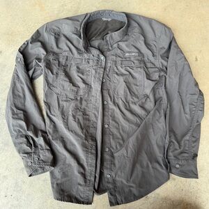 Eddie Bauer Men's Dark Gray Lightweight Button-Up Shirt Jacket